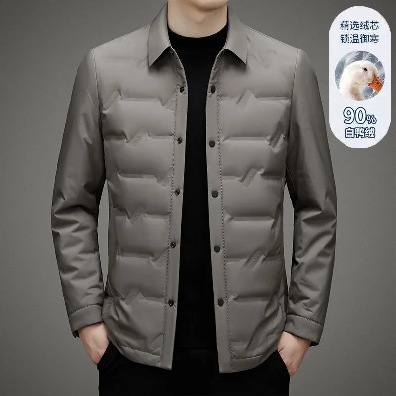 2025 men's light down jacket, new in autumn, lapel trendy down jacket