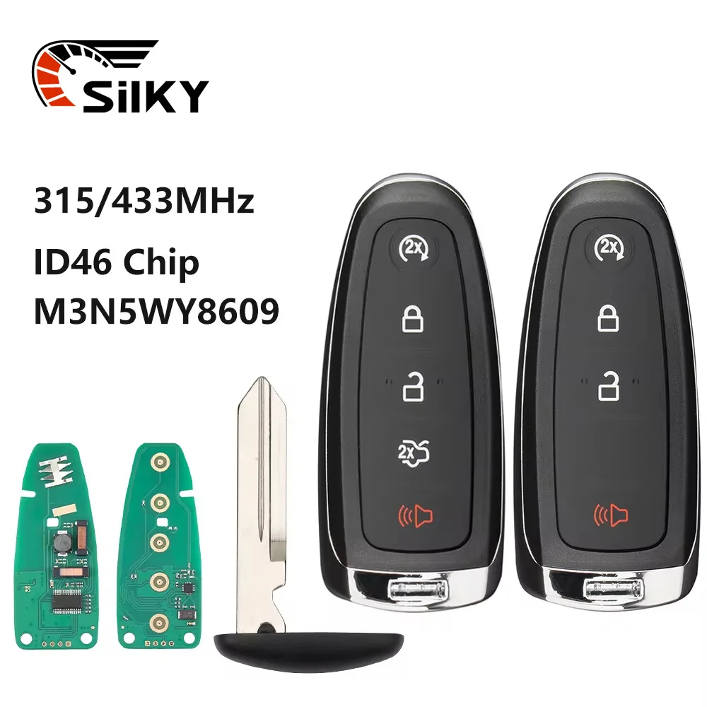 Remoto Car Key para Ford Edge Escape Explorar Expedição Flex Focus Taurus 2011-2018, M3N5WY8609, 315 MHz 433MHz, ID46, pcf7953