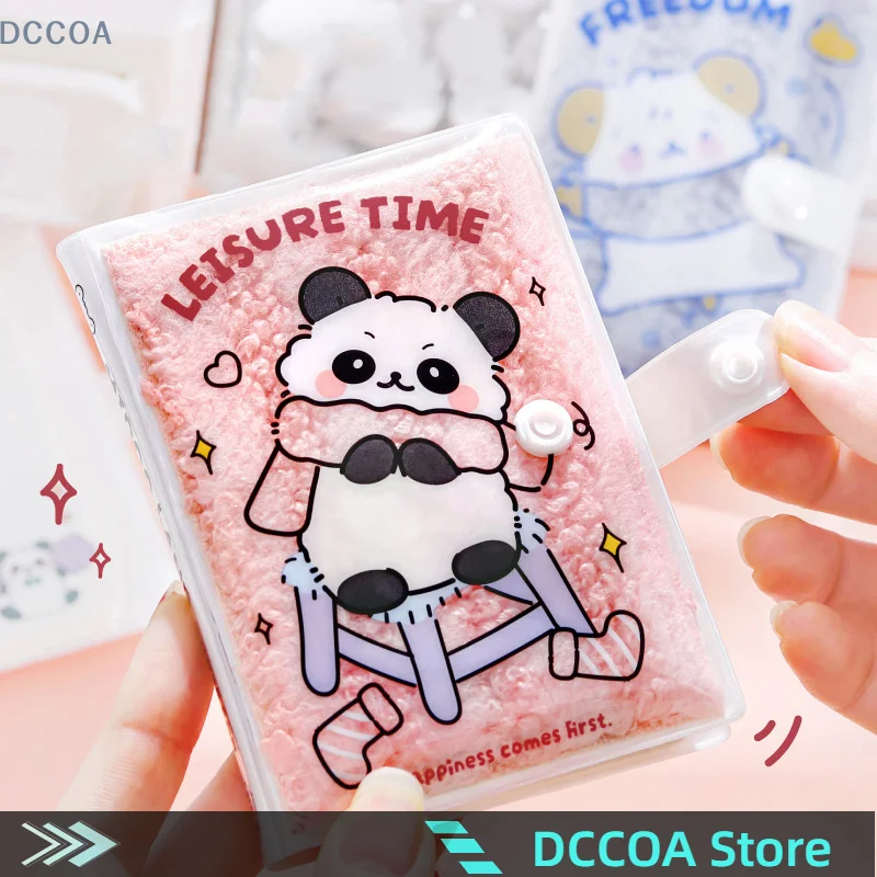 Kawaii Furry Mini Notebook Kids Cute Cartoon Notebook Fashion Creative Handbooks Colorful Page Pocket Notepad Student Stationery