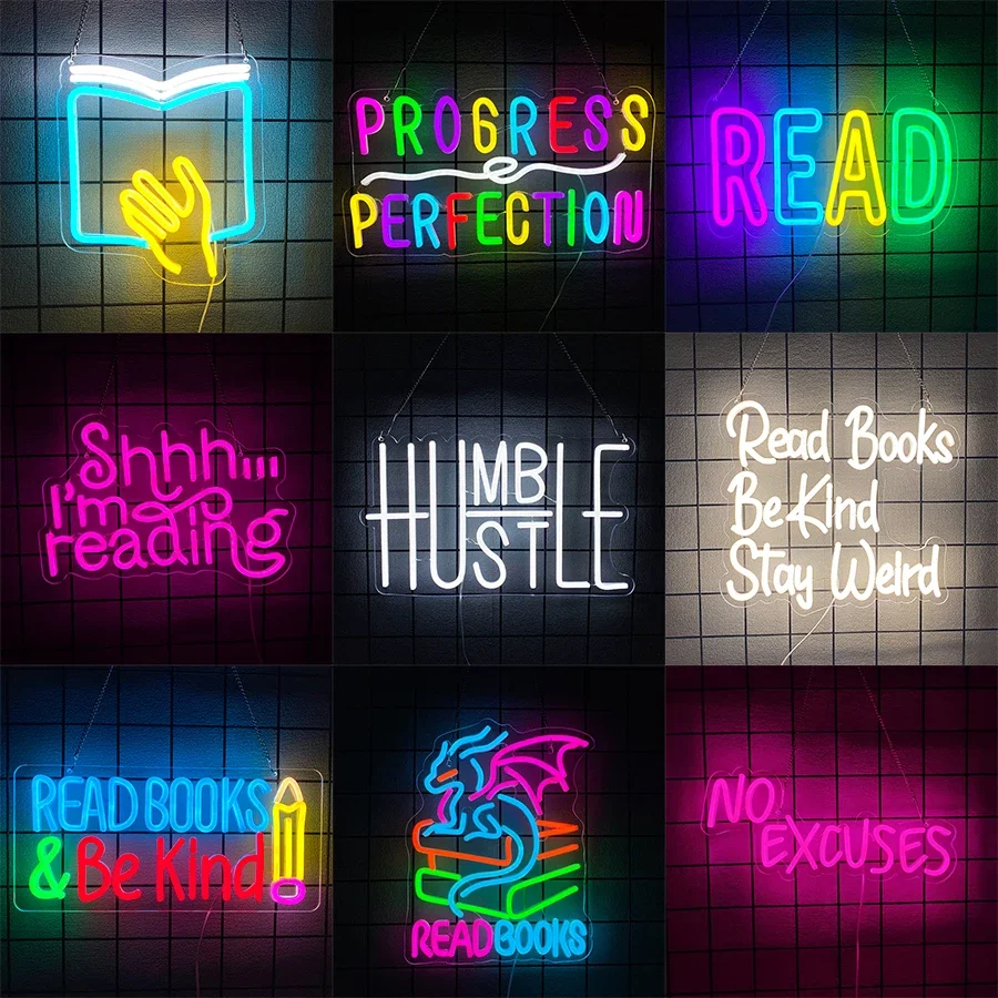 LED  Neon Light  for Classroom Bookstore Library Museum Study Room Read Books Be Kind Stay Weird Neon Sign for Wall Decor