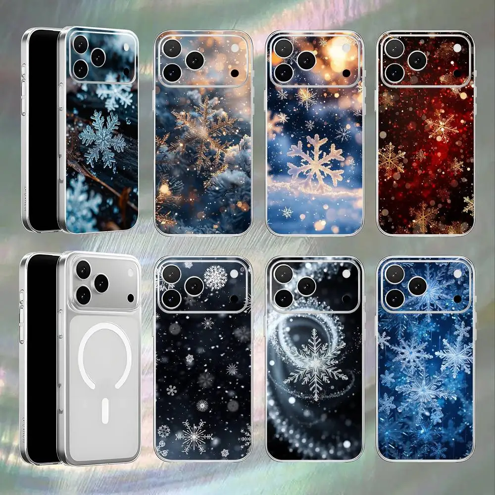 

Christmas Snowflakes Art Phone Case For iPhone 17,16,15,14,13,12,11,Pro,Max,Plus,E,Air,Mini Magnetic Magsafe Frosted Clear