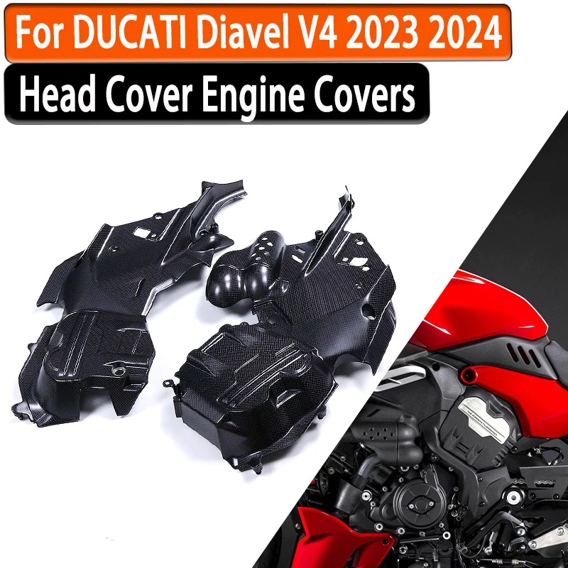 

Для DUCATI Diavel V4 2023 2024, 100% углеродное волокно, крышка головы, чехлы для двигателя, аксессуары для мотоциклов, комплекты обтекателей, матовые и глянцевые