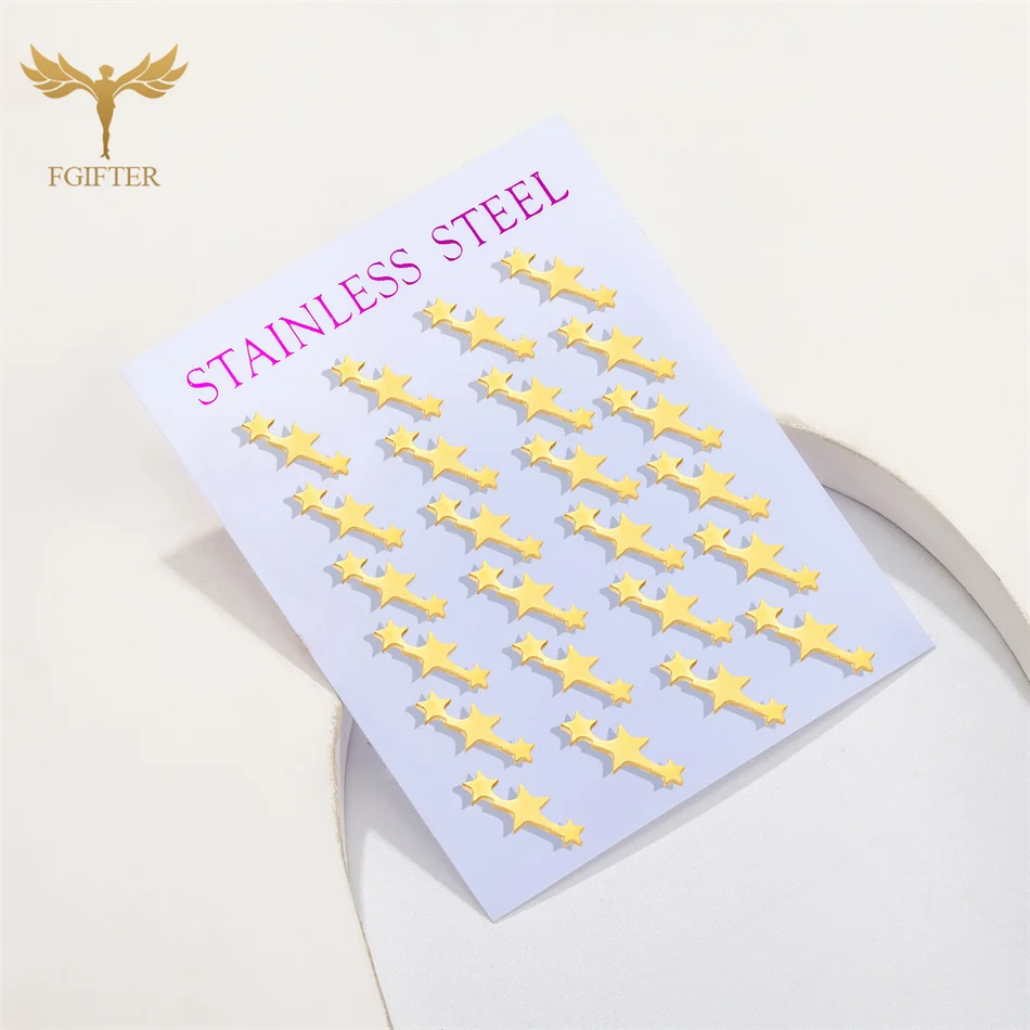 12 Pairs Stud Earrings Set 3 Flowers Stars Butterfly Style Stainless Steel Ear Piercing Jewelry Wholesale Women Accessories Gift