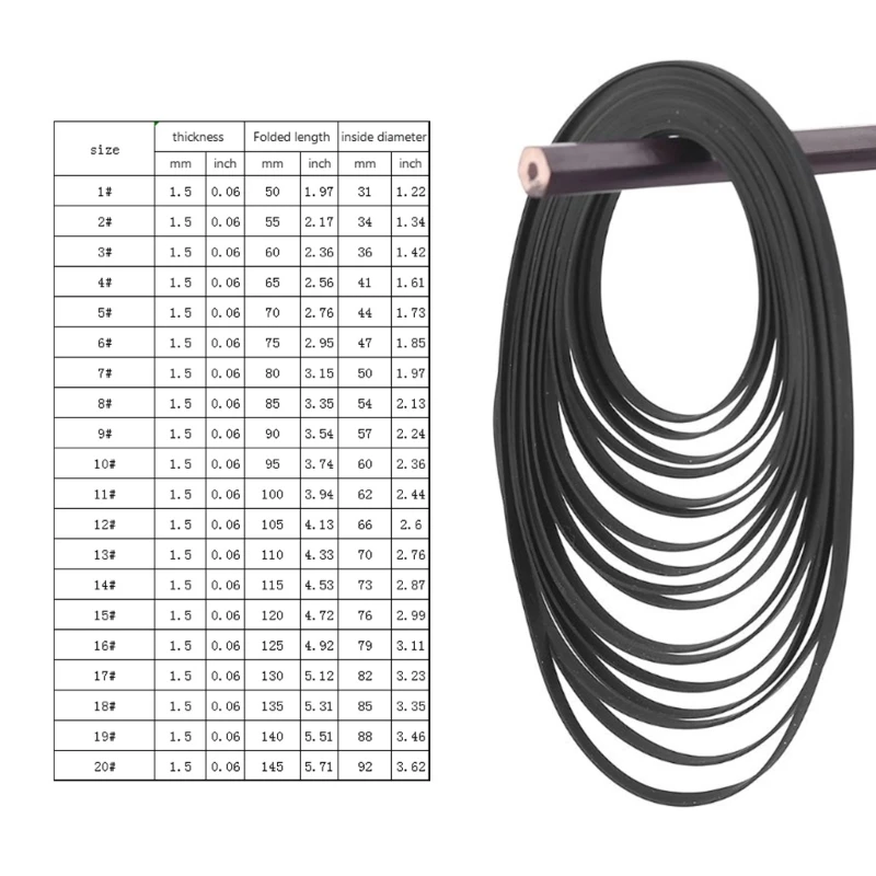 สายพานยางพับสี่เหลี่ยมขนาด 50-145 มม. 1.5 มม. สำหรับเครื่องบันทึกเทปคาสเซ็ท