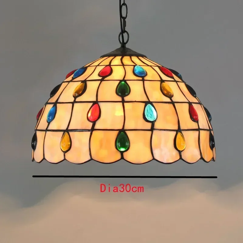 Europese stijl vintage Tiffany gekleurde glazen bar restaurant kroonluchter creatieve glazen lantaarn in landelijke stijl