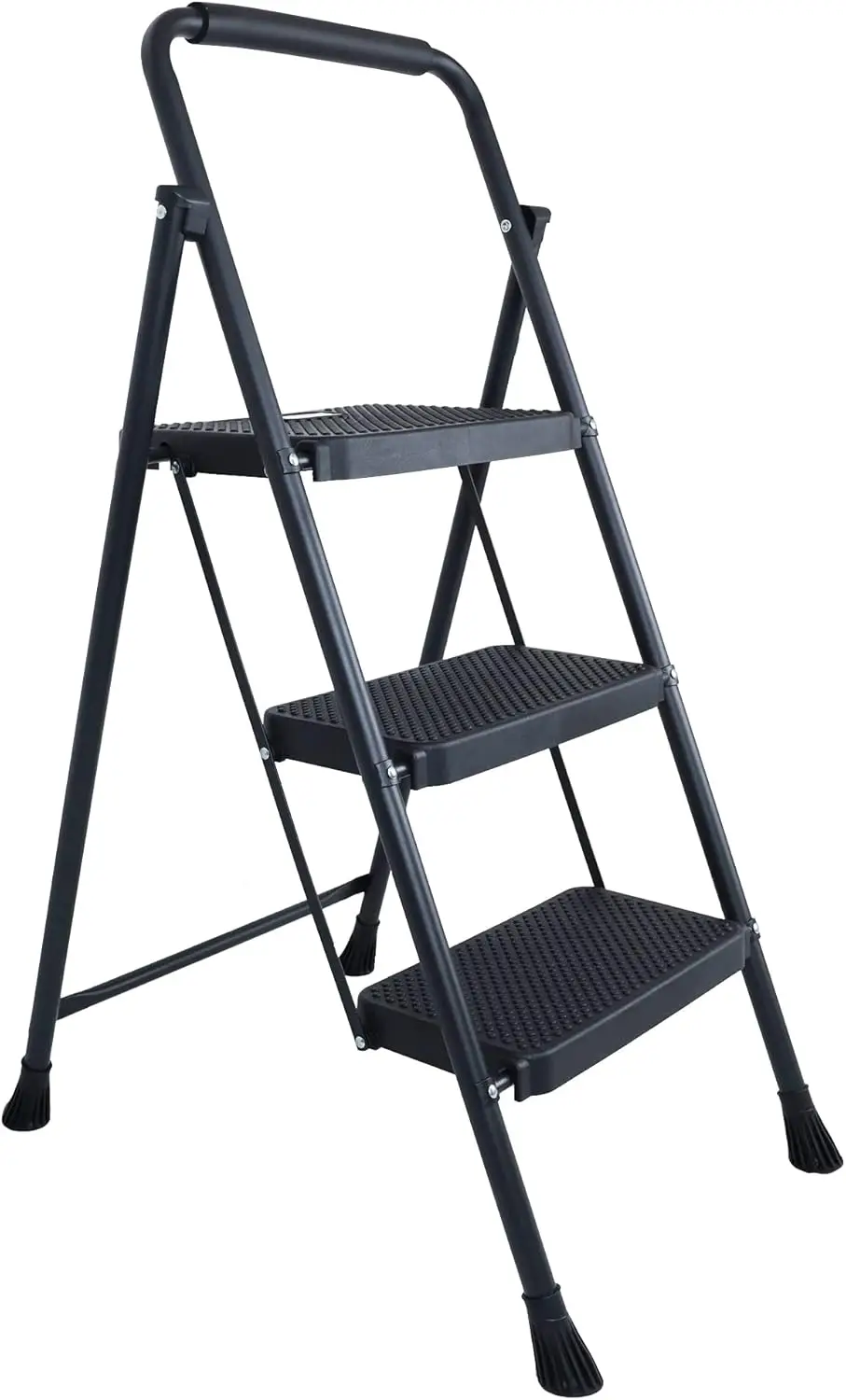 Folding Step Stool with Wide Anti-Slip Pedal, 330lbs Sturdy Steel Ladder, 3-Step