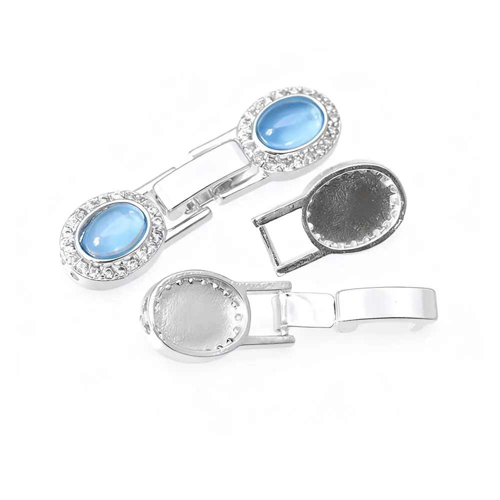 2 مجموعات 18K الذهب اللون النحاس والزركون البيضاوي الشكل أساور ربط المشابك عالية الجودة Diy بها بنفسك مجوهرات اكسسوارات صنع المواد #4