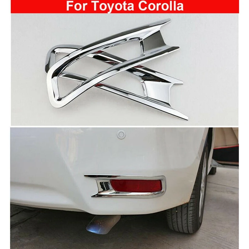 2PCS Chrome Rear Fog Light Lamp Cover Decorate Trim For Toyota Corolla 2014-2018