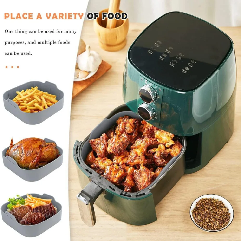 A98G-Reusable Airfryer Silicone Basket Oven Baking Tray Fried Pizza Chicken Basket Easy To Clean Air Fryer Liner