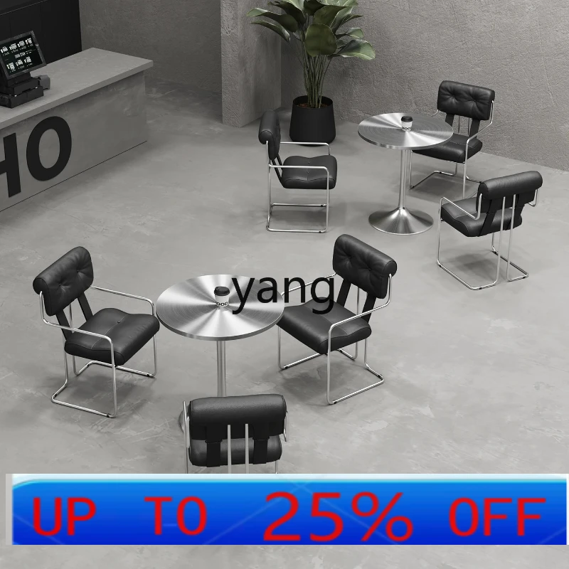 

LTT Cafe Milk Tea Shop Leisure Chair Bar Tavern Sofa Rest Area Stainless Steel Table and Chair