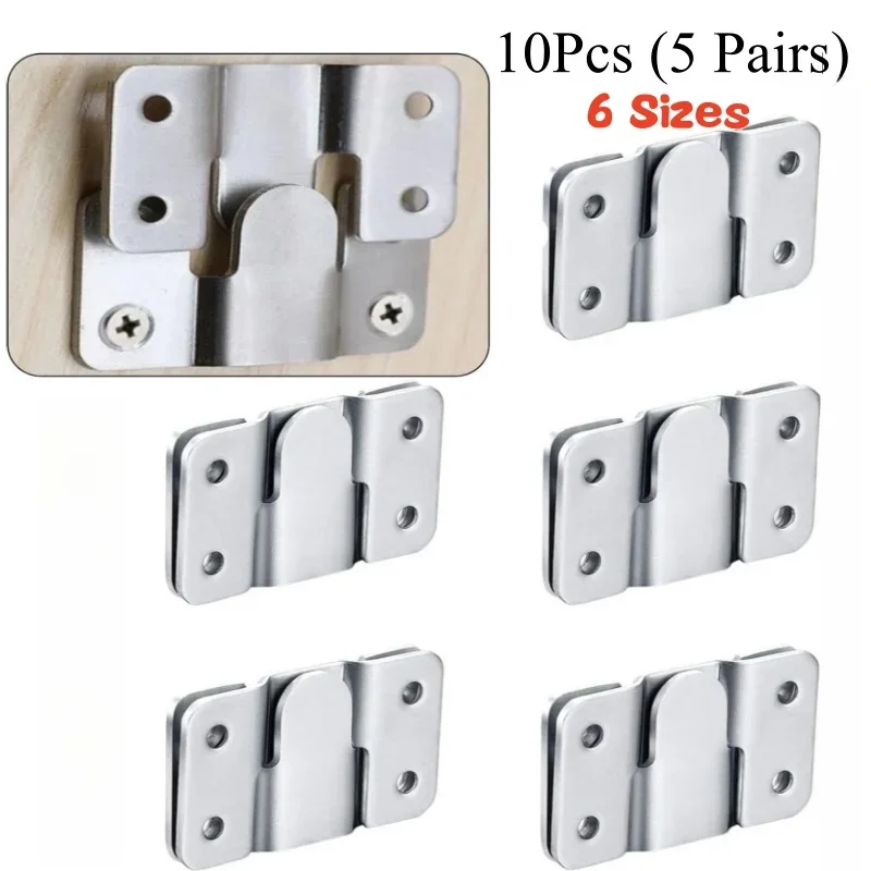 10pcs Interlock Hanging Buckle Flush Mount Bracket Furniture Connector Wall Picture Frame Hanger Display Photo Frame Hooks