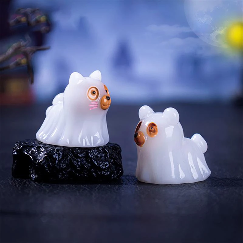 5 SZT. Domek dla Lalek Świecący Duch Zwierzę Miniaturowe Modele DIY Akcesoria Dekoracje do Domku dla Lalek Ozdoby Halloween Świecące w Ciemności Zabawki