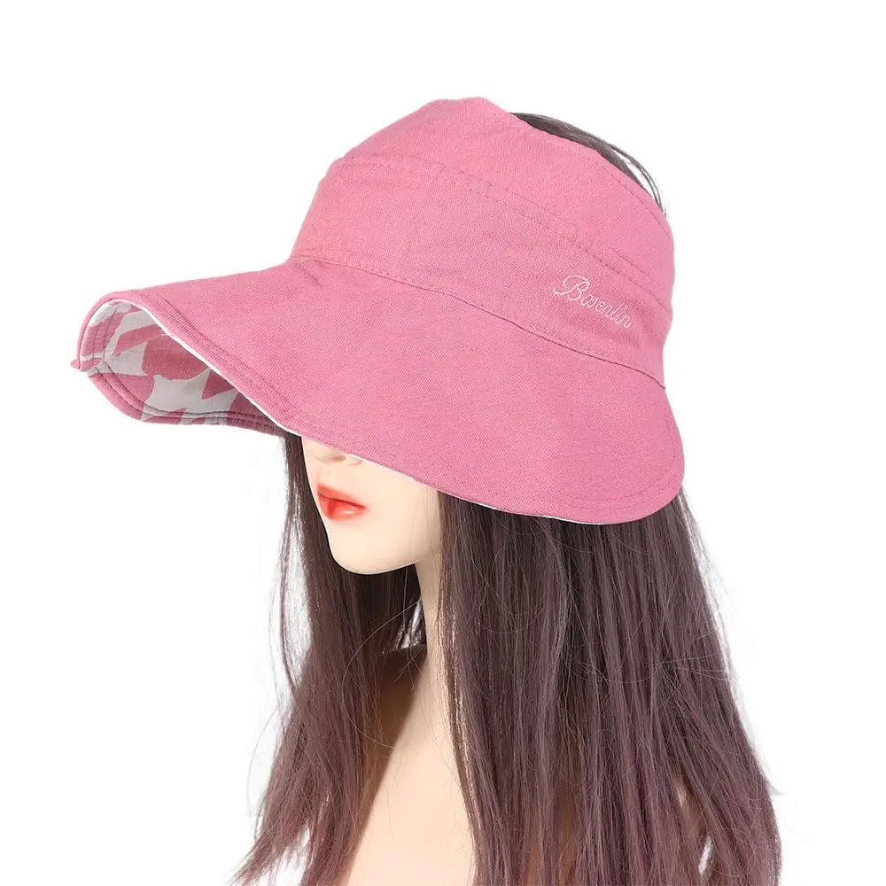 Sweet Personality Summer Cotton Oversized Brim Anti-ultraviolet Empty Hat Double Sided Sun Hat Beach Cap