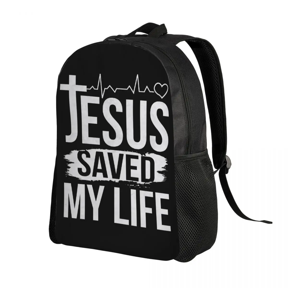 Custom Jesus Saved My Life Travel Backpack  School Laptop Bookbag Christ Religion Christian Faith College Student Daypack Bags