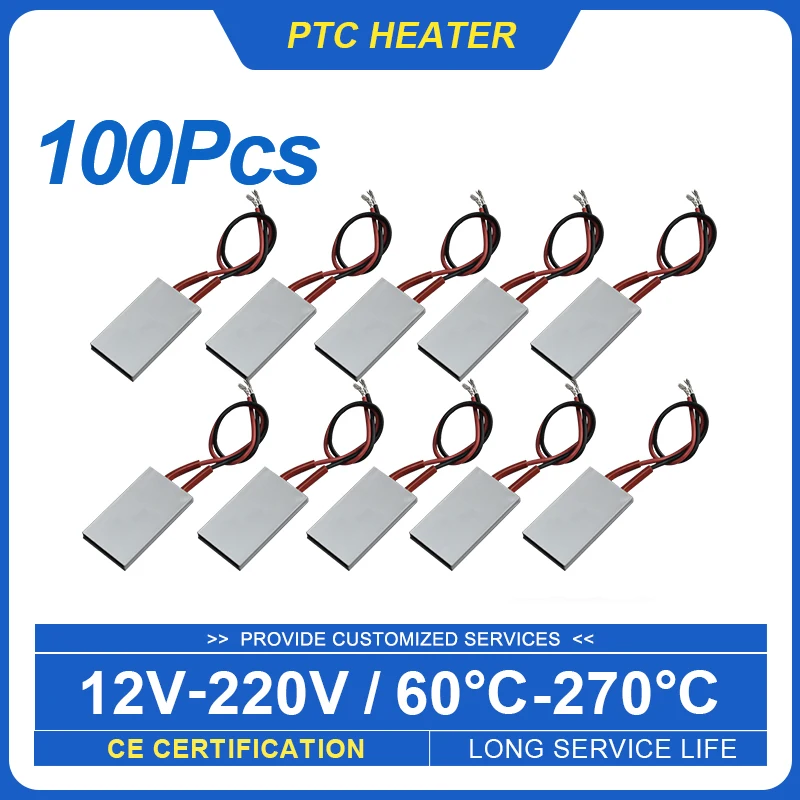 100Pcs 35*21mm Ceramic PTC Heating Plate 12V~220V Constant Temperature Heater With Aluminum Shell Electric Heater Accessories