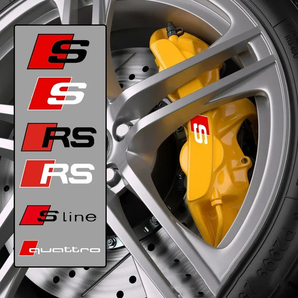 6pcs Car Wheel Caliper Sticker Hub Brake Decals for Audi Sline RS Quattro Logo A3 A4 A5 A6 Q3 Q5 Q7 RS3 RS4 RS5 RS6 RS7 Sport