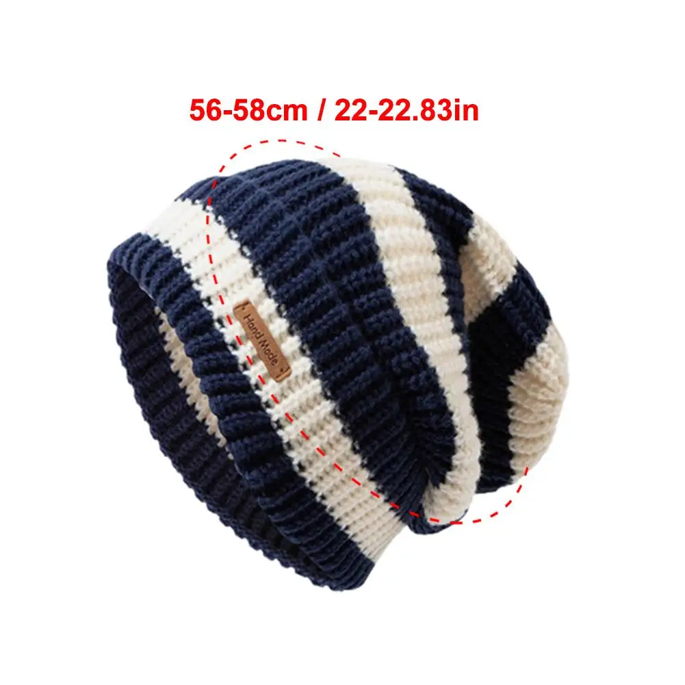 Novo inverno quente chapéus para mulheres casual empilhamento de malha gorro bonés masculino chapéus listra hip hop unisex feminino gorros chapéu para presente