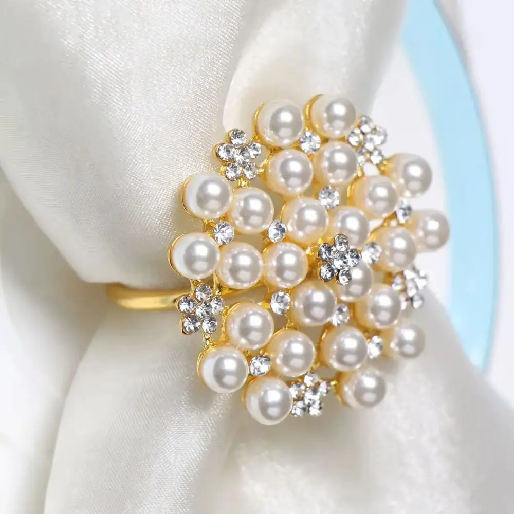 

6PCS New high gloss pearl gold Napkin rings Metal napkin holder,for Table decoration and accessories Home decoration Wedding