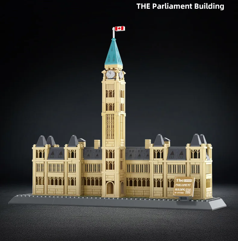 Criativo canadá arquitetura moderna parlamento colina tijolos de construção modelo conjuntos bloco brinquedos educativos coleção