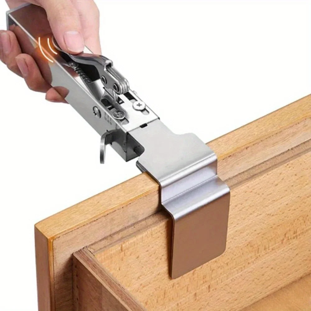 Quick Release Panel Fixing Clamp, Adjustable Drawer Mount Clip, Stainless Steel Universal Cabinet Woodworking Installation Tool