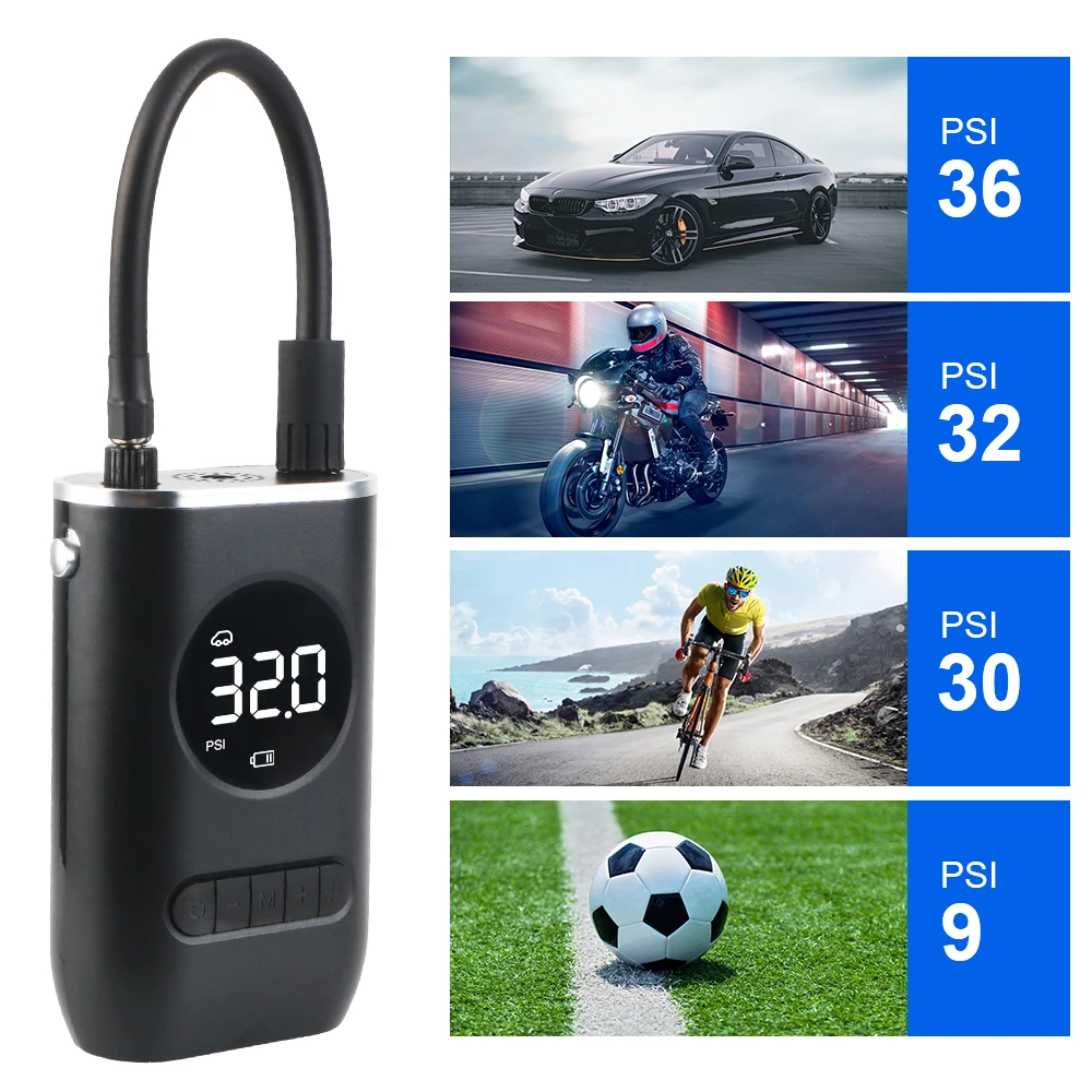 With LED Light LCD Display Wireless Tire Inflatable Pump Car Electrical Air Pump Inflator Compressor Motorcycle Bicycle Ball