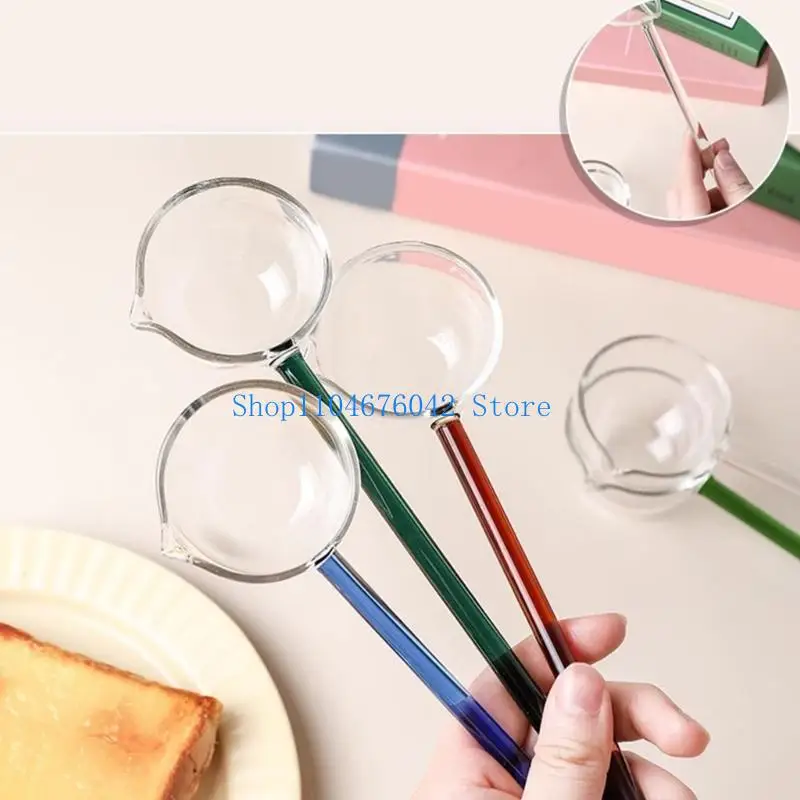 5asd 2 قطعة مغارف زجاجية مقاومة للحرارة مغرفة صابون للحساء وملعقة قهوة