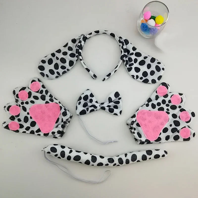 

Adults Kids Animal Dalmatian Dog Headband Bow Tie Tail Paw Gift For Birthday Party Cosplay Costume Christmas Halloween
