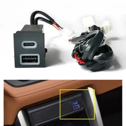 Car USB Charger PD Quick Charge QC3.0 Auto Phone Charging Adapter Button For Toyota RAV4 Wildlander Corolla Accessories