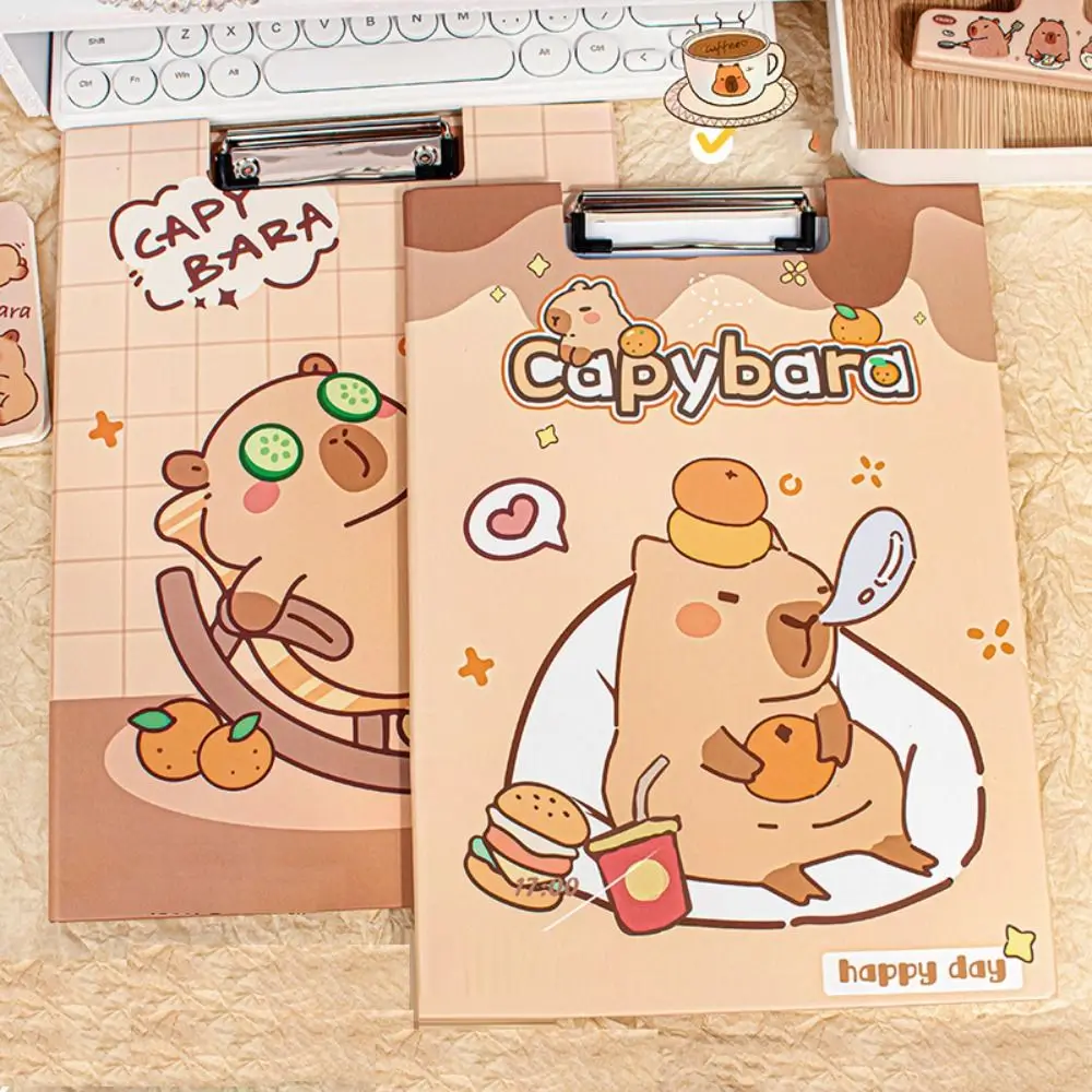 

Cute Capybara A4 Folder Board Multifunctional School Supplies Foldable Clipboard Paper Cartoon File Folder Students