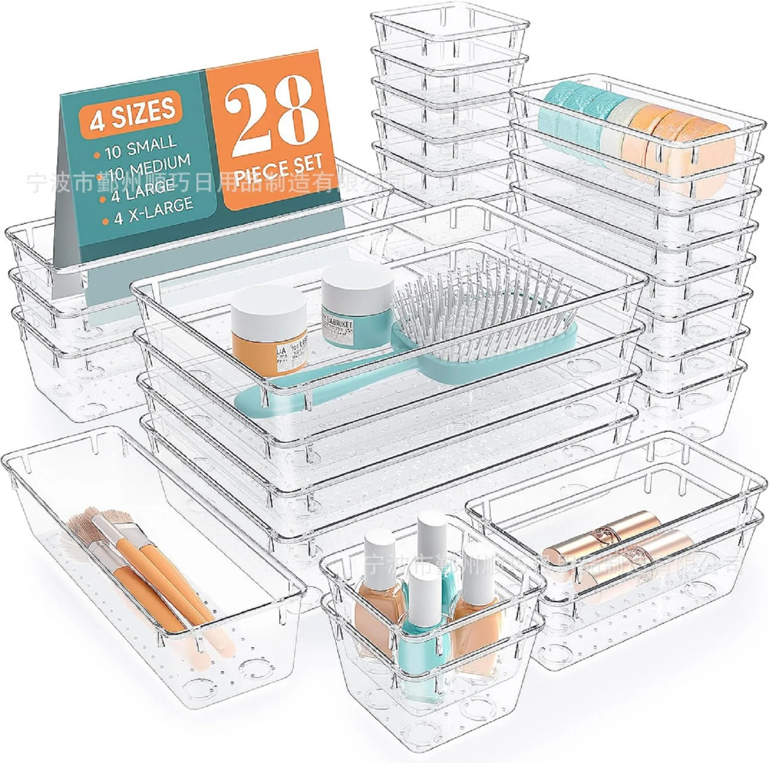

Makeasy 28PCS Drawer Organizer Clear Makeup organizer Bathroom Organizers Storage Plastic Desk Organizer Divider Organizer Bins