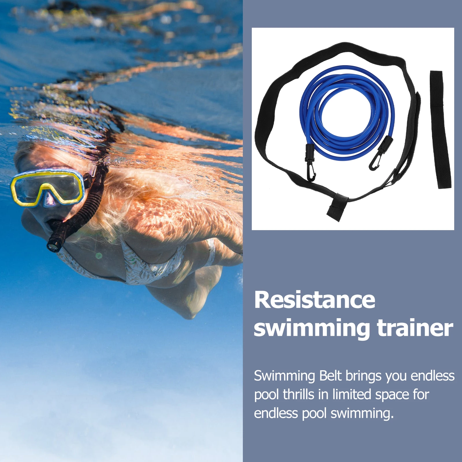 

Swimming Trainer Resistance Bands Belt Aldult Static Training Cord Tpe Harness for Pool
