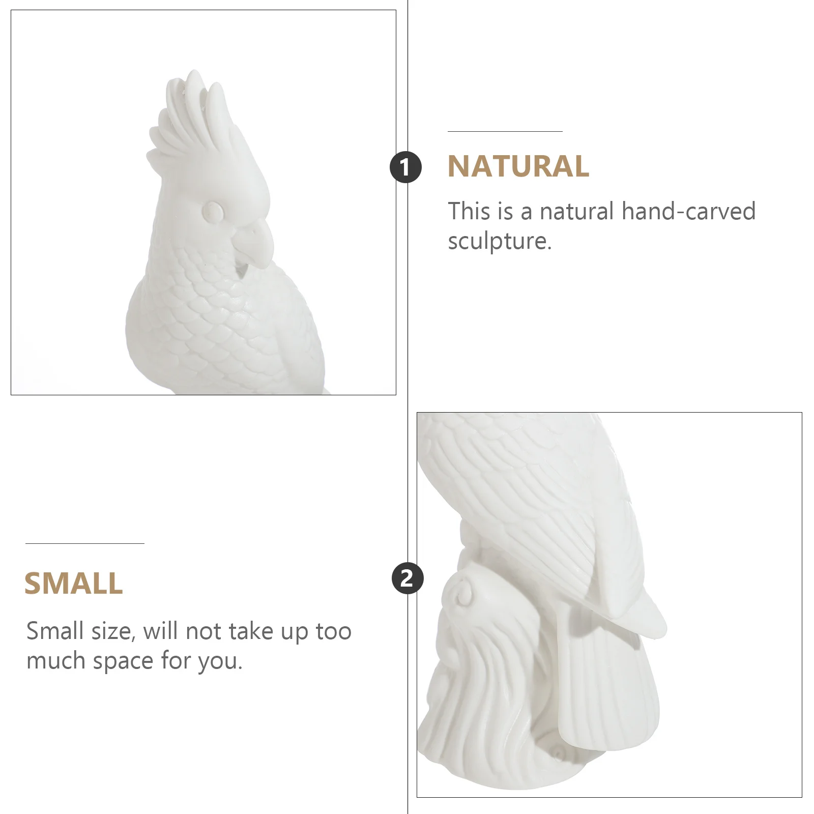 

1Pcs White Ceramic Parrot Sculpture Decorative Artware Desktop Handicraft Ornament Household Furnishing Adornment