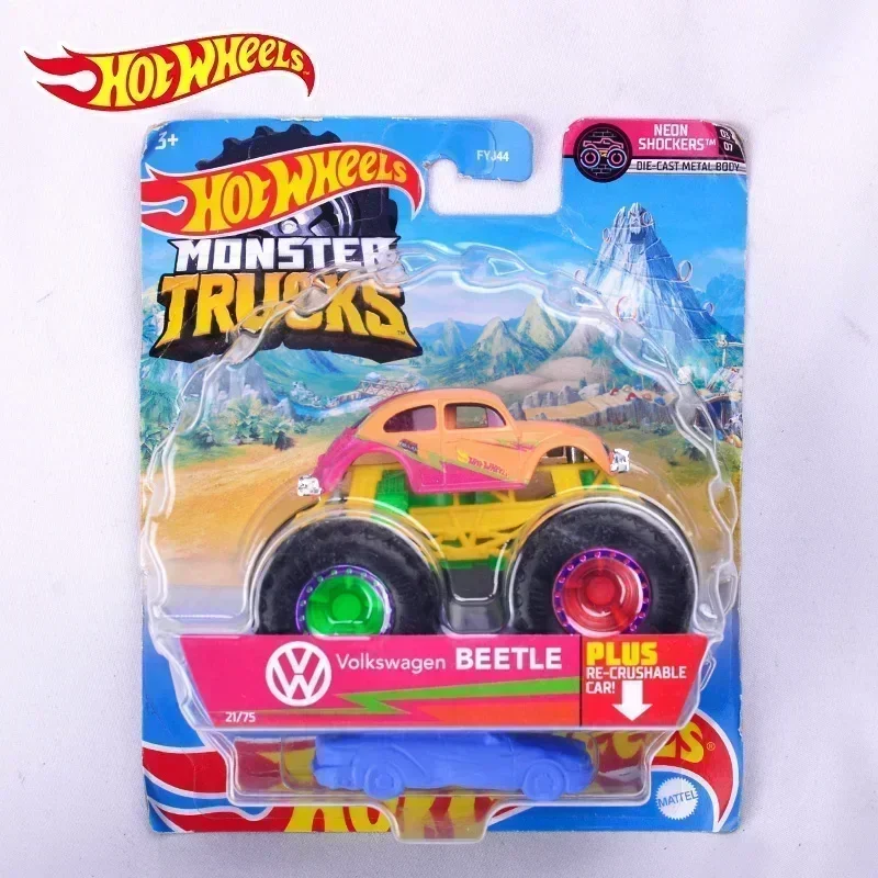 Original Hot Wheels Car Monster Trucks Diecast 1/64 Jeep Beetle Big Tires Vehicle Toys for Boy Collection Children Birthday Gift