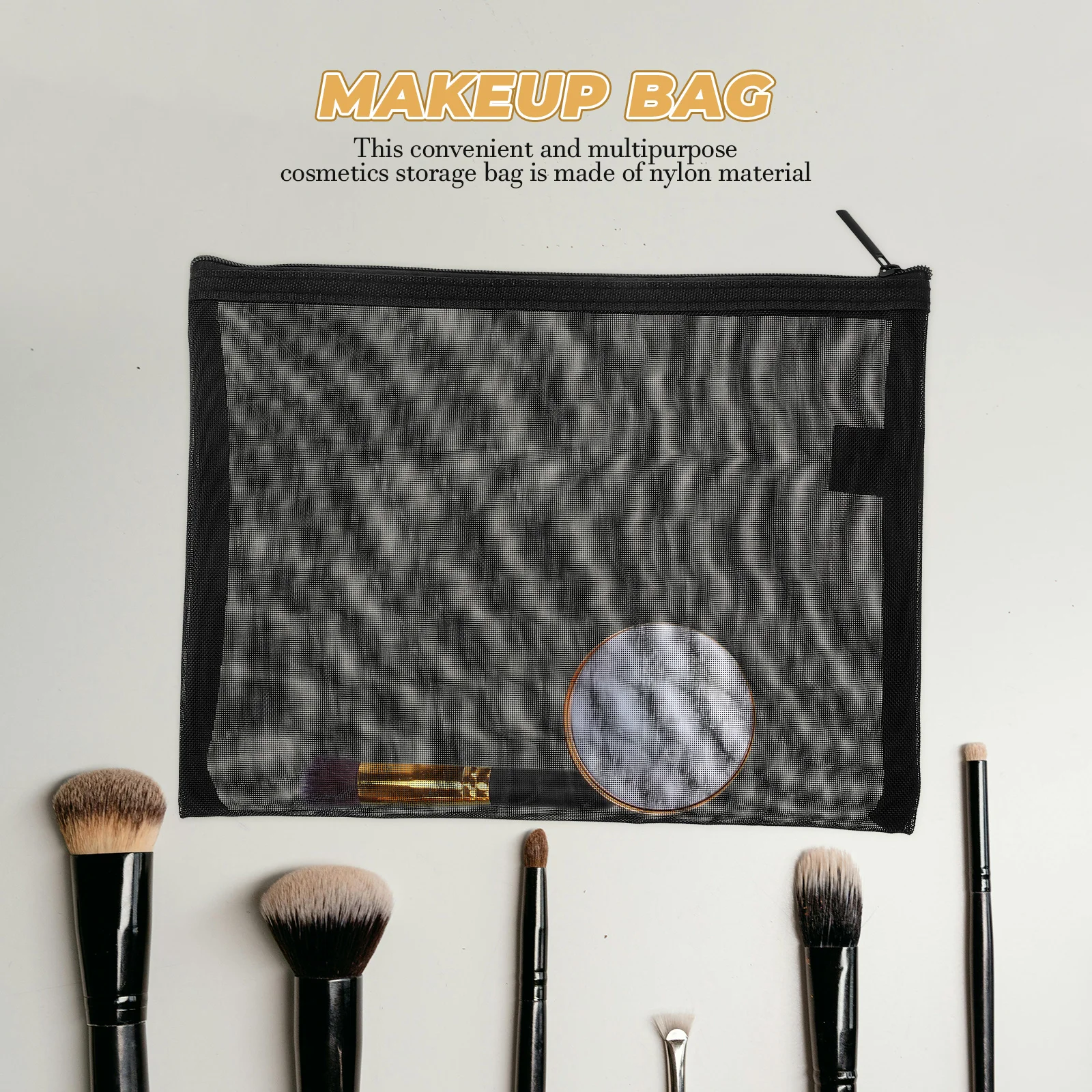 2pcs Makeup Organizer Bag Portable Bags for Women Lipstick Nylon Pouch Mesh Zipper Travel Toiletry Storage