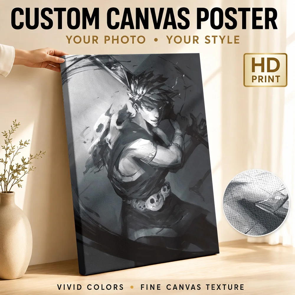 Hades Game Fanart Framed Canvas Poster Personalized Photo Gaming Anime Canvas Wall Art for Game Room Decor Gift for Collectors