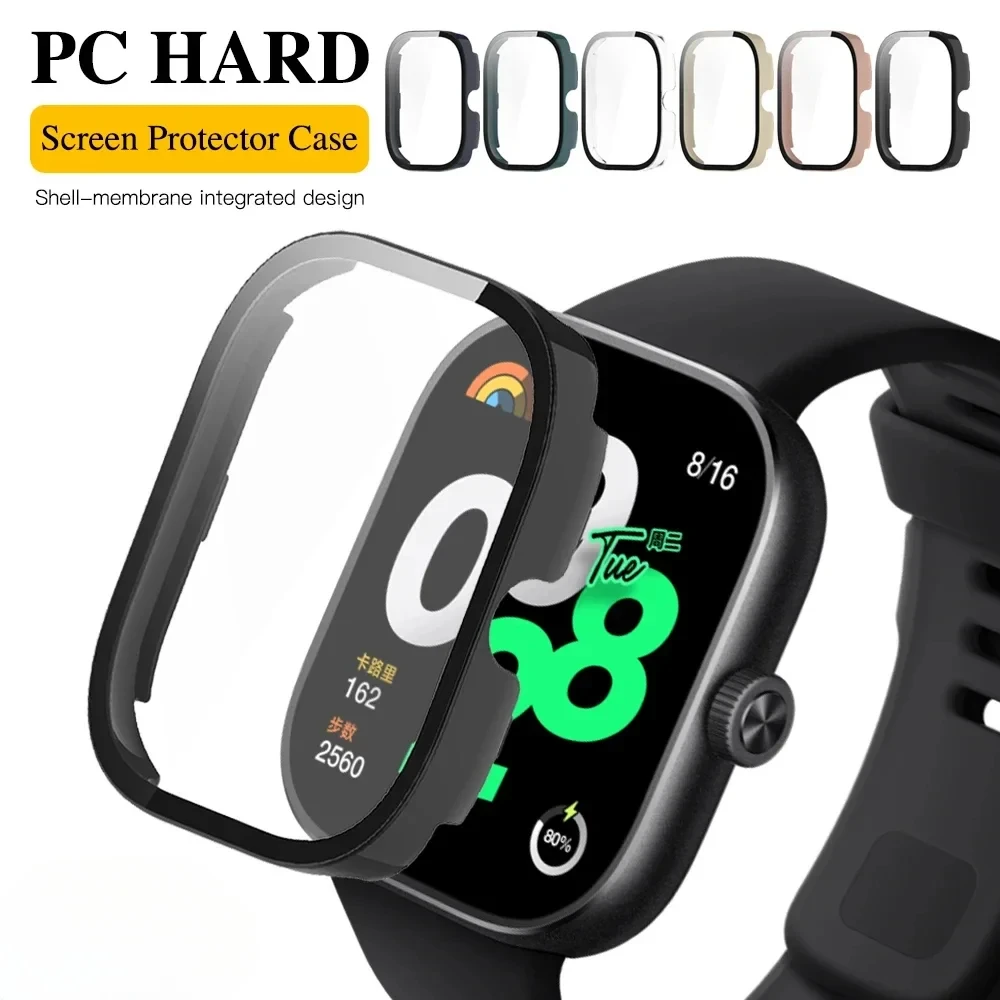 Carcasa protectora de reloj de PC, vidrio templado para Redmi Watch 4, Protector de pantalla de cubierta completa, funda anticaída para reloj Redmi Watch 4