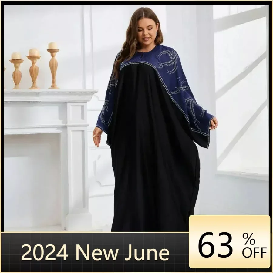 

Loose Patchwork Diamonds Rhinestone Robes Abaya With scarf Stylish African Long Dress Dubai Turkey Luxury Elegant Muslim Kaftan