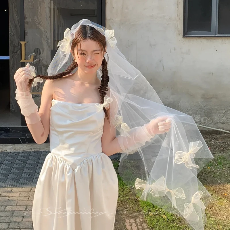 

Свадебный головной убор Ele с белым узлом, фото для помолвки, аксессуар для волос, свадебная церемония премиум-класса Quali