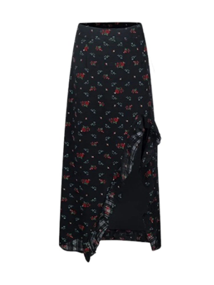 Bla Floral ter Ne Dr femmes été 2025 nouvelle plage Vaion asymétrique fente moulante jupe longue