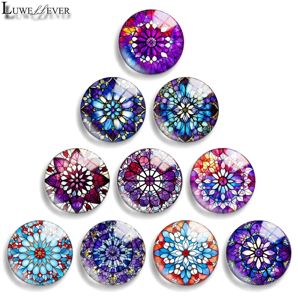 10mm 12mm 20mm 25mm 30mm 40mm 901 Geometric Art Mix Round Glass Cabochon Jewelry Finding 18mm Snap Button Charm Bracelet