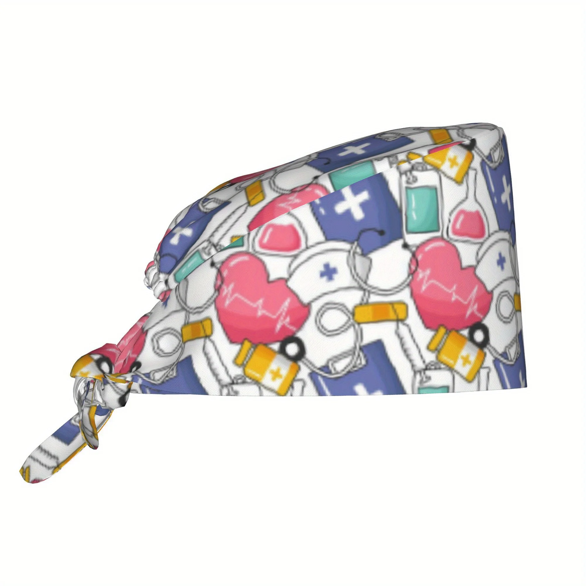 1pc Stylish Nurse Cap for Women - Lightweight, Adjustable Skull Cap with Tie-Back, Dustproof Cooking Hat, Perfect for Floral Sho