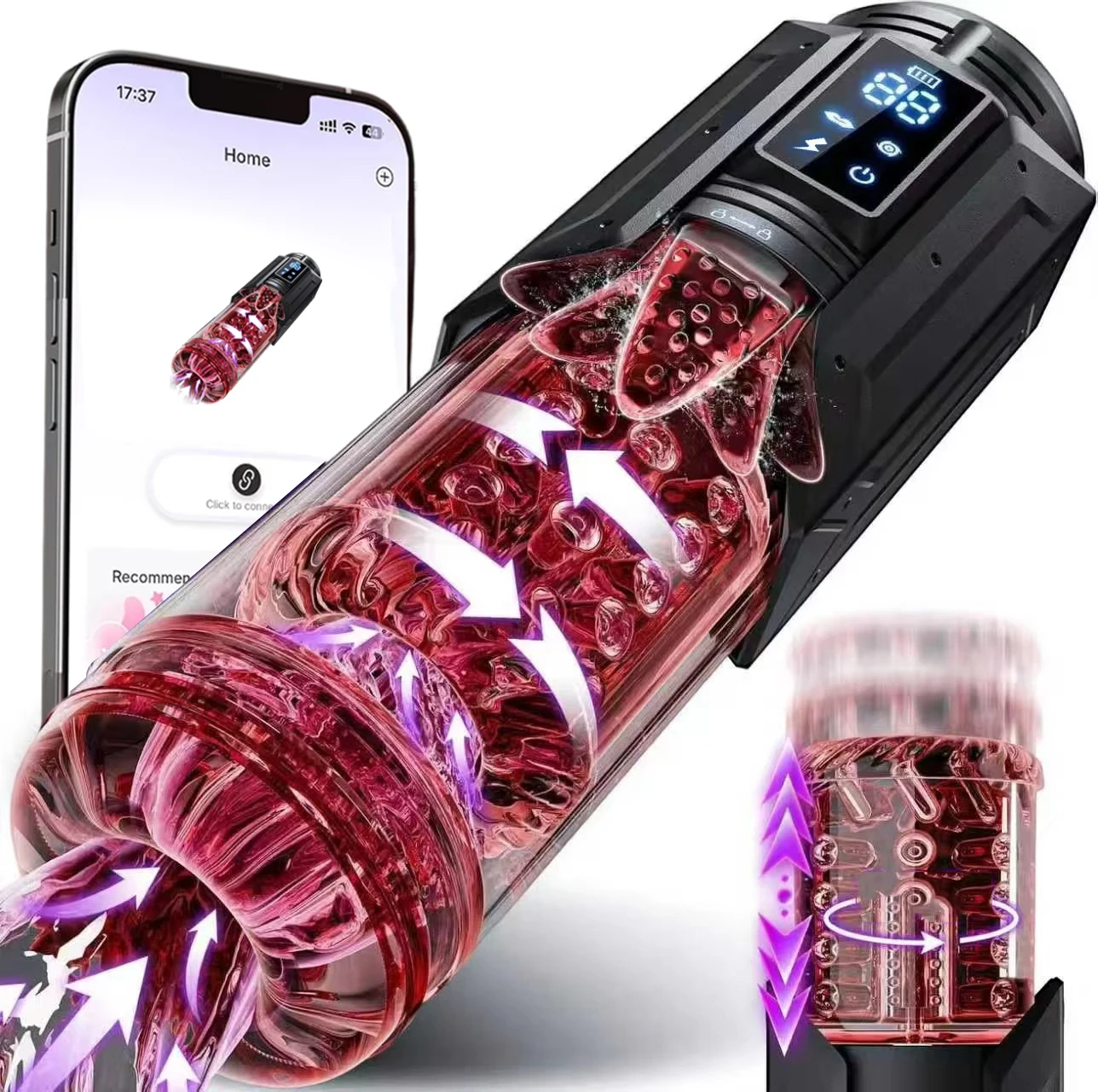 APP Control Automatic Male Masturbator Cup 7 Vibrating Thrusting Rotation Sucking Licking Function Pocket Pussy Sex Toys for Men