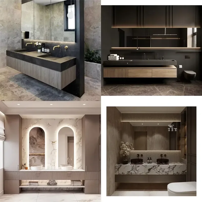 for SJUMBO Modern Wooden Bathroom Vanity Double Sink Waterproof Cabinet