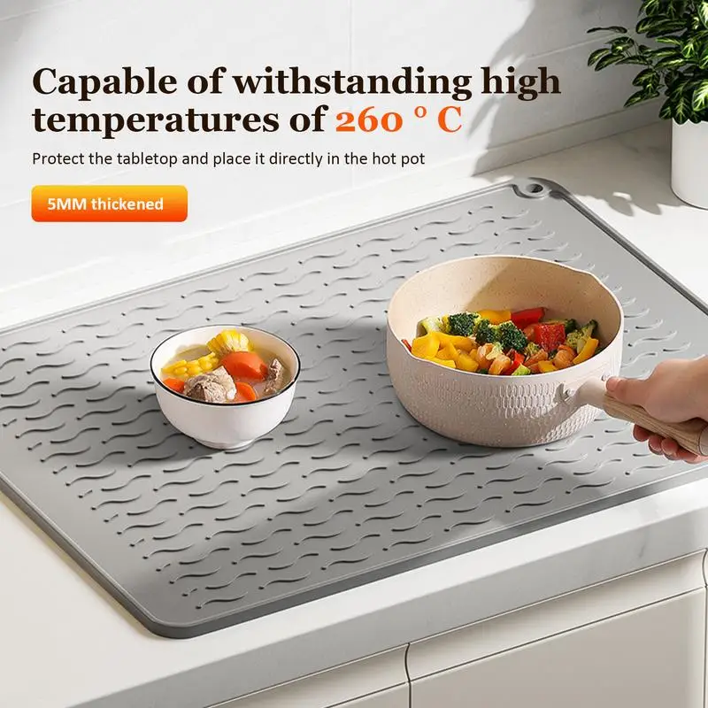 40 x 30cm Silicone Dish Drying Mat Heat Resistant Foldable Non-Slip Dish Draining Mat Kitchen Countertop Drip Tray Sink Pad