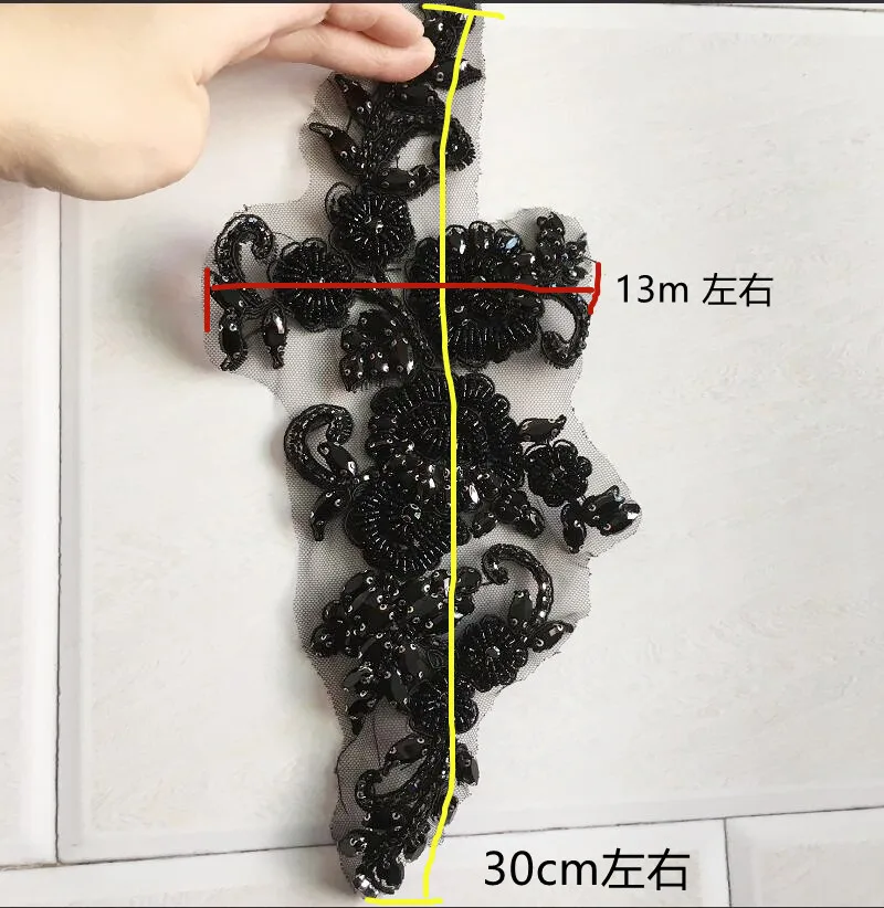 Black Crystal Beaded Trims Fashion Garments Accessory DIY dress Clothing Decoration Appliques High Quality Sewing-on Stones