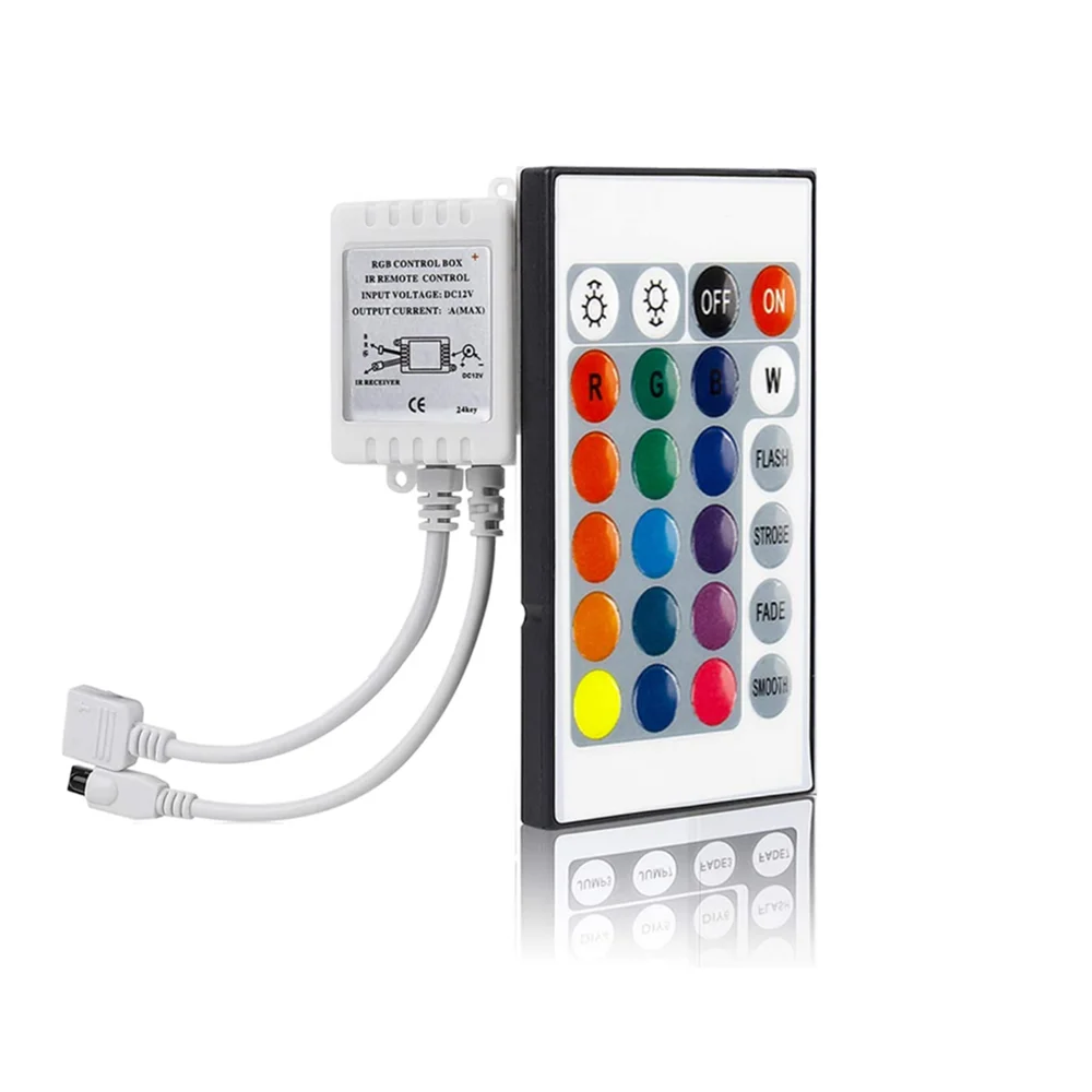 44 Keys Dual Connectors IR Remote RGB Controller Output DC12V 2 Ports Dimmer For 3528 5050 SMD RGB LED Strip light Control