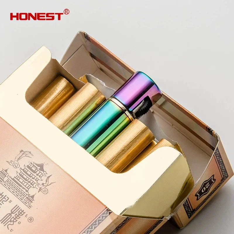 HONEST Mini Slim Cigarette-shaped Lighter, Metal Material, Butane Gas, Can Be Put Into Cigarette Case, Men's Gadgets
