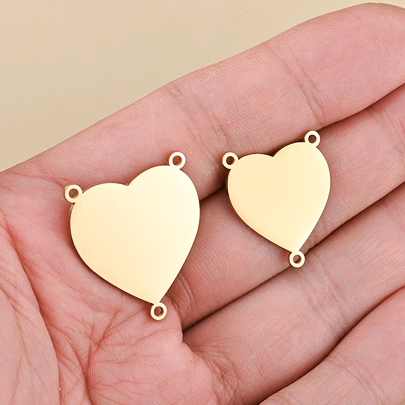 

5PCS/lot Polishing Stainless Steel Silver /Gold Colors Heart 3 Holes Bangle Connector Charms for DIY Jewelry Making Accessories