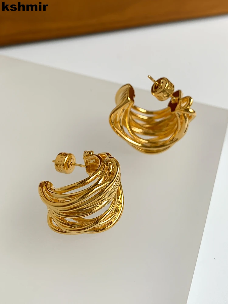 kshmir Hollow out wound C-shaped ear hoop retro senior European and American ear hoop earrings niche ear accessories female