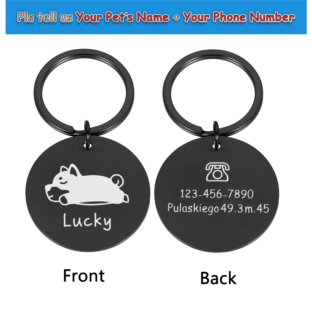 2023 New ID Tags Anti-lost Personalized Cat Dog Puppy Tag Pet Dog Collar Accessories Custom Dogs Name Tags Pendant Free Engraved